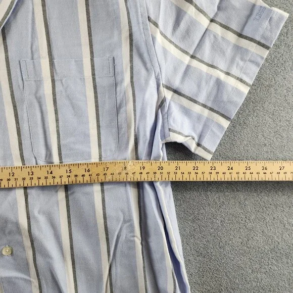 Les Deux Lawson Stripe SS Shirt Short Sleeves Men's XL Summer Sky Button Closure
